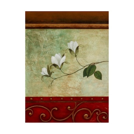 Pablo Esteban 'White Flower Green Abstract 2' Canvas Art,18x24